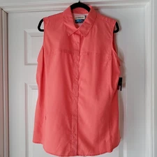 Magellan Outdoors Fishing Shirt Womens Top Blouse Coral Sleeveless  SZ XL  NWT