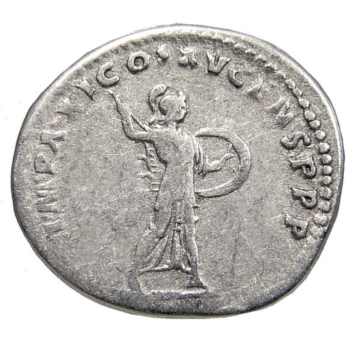 DOMITIAN /Goddess Minerva with Thunderbolt, Shield. Roman Empire Denarius Coin - Picture 4 of 10