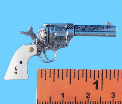 MINIATURE 1/6 TOY US 1873 Single Action Colt REVOLVER PEARL HANDLE PISTOL DRAGON