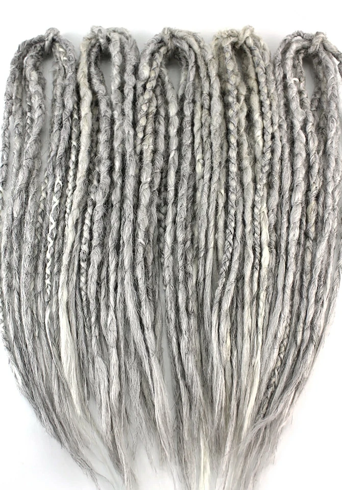 Extensiones de rastas de ganchillo de doble extremo de un solo extremo plateado sintético Dreads Foto 4 de 4