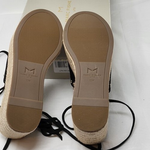 MARC FISHER BLACK SUEDE VERENA ESPADRILLE LACE UP PLATFORM SANDALS Size 10 M - Picture 9 of 10
