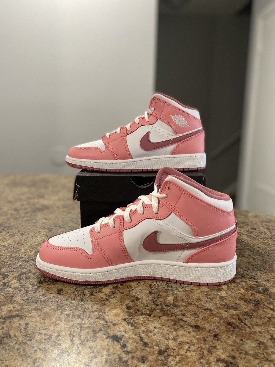 Air Jordan 1 Mid Valentines Day Coral Pink White DQ8423-616 Size