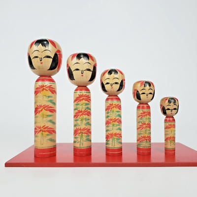 その他 kokeshi Rare Japanese Vintage Miniature Kokeshi Doll Set of 5 Signed