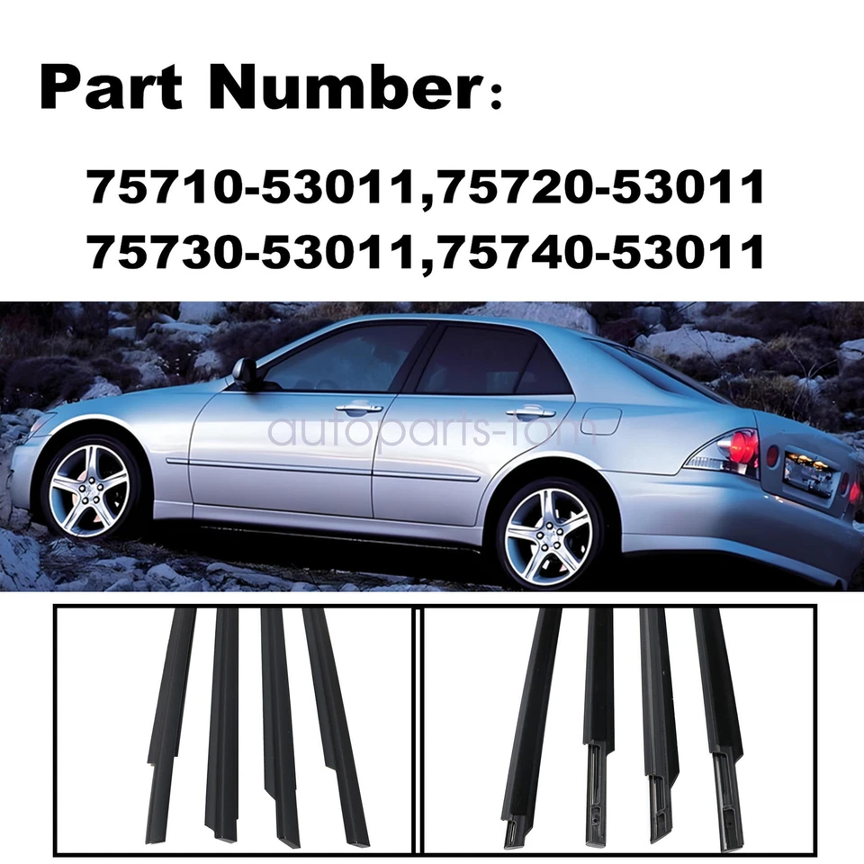 Juego de molduras de cinturón de puerta delantera trasera para Toyota Lexus IS300 2001 2002-2005 Foto 2 de 4