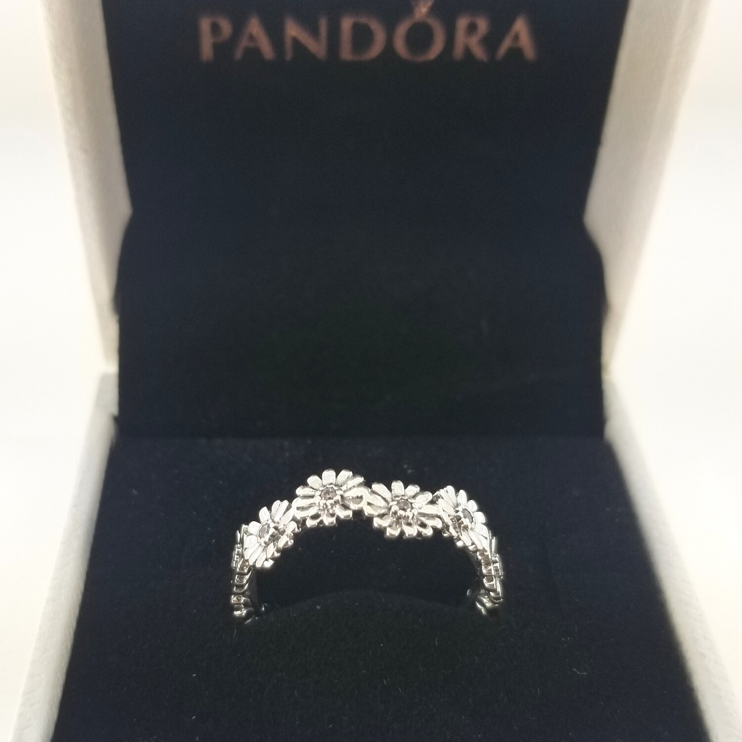New Pandora Sparkling Daisy Flower Crown Ring # 198799C01
