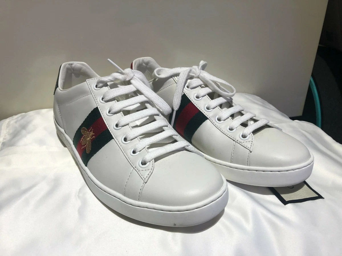 Gucci Ace Bee Embroidered Leather Sneakers Women s EU 37 1 2 White