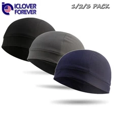 3Pcs Moisture Sweat Wicking Skull Cap Cycling Head Wrap Helmet Liner Beanie Hat