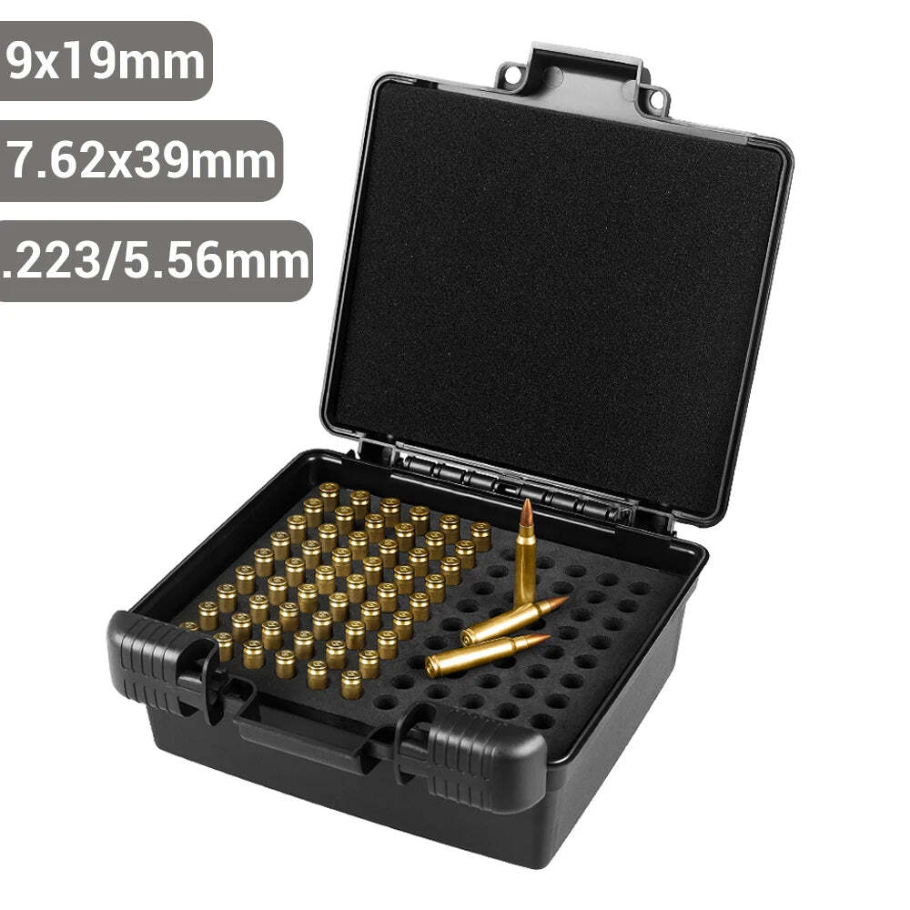 99 Rounds Tactical Bullet Box Ammo Case 9mm .223/5.56mm 7.62x39