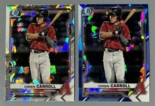 2- 2021 Bowman Chrome Corbin Carroll: Atomic Refractor & Sapphire #BCP-142