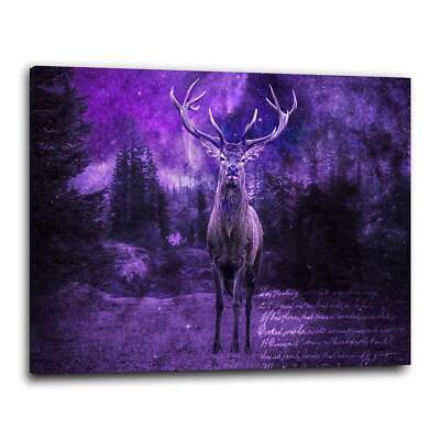 Hirsch Night Stars Tier Wandbild Leinwandbild Deko Kunst XL