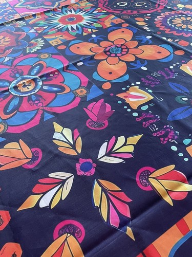 Beautiful Bold Bright Multi-colored Boho Hippie Rectangular Table Cloth 60x102 - Picture 3 of 6