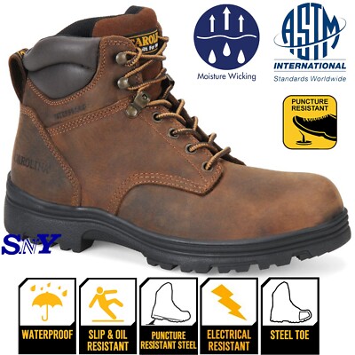 CAROLINA Men's Waterproof Steel Or Soft Toe Steel Shank Slip Resistant Boots