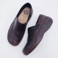 Timberland Pro Renova Women's Brown Leather Slip On Clog Comfort Shoe Size 9.5