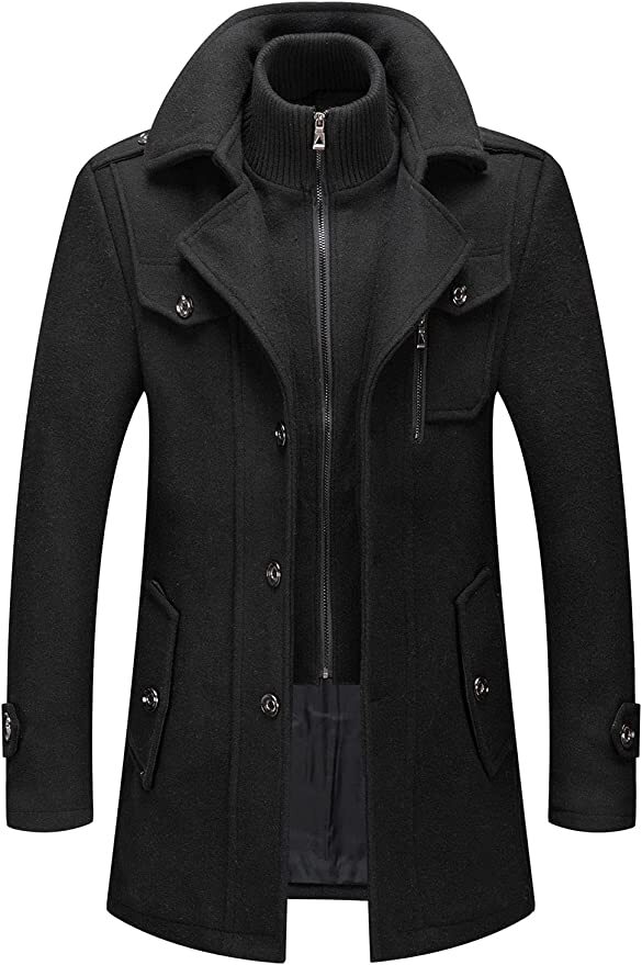 Men's Thermal Single Breasted Wool Blend Coat Business