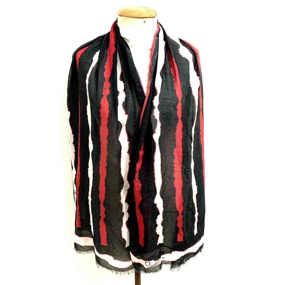 Cavalii Rayas Negro Rectángulo Lana Bufanda 68/26 in #A46 Foto 2 de 4
