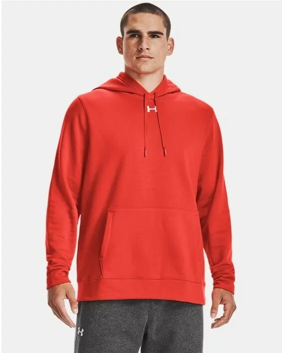 Under Armour Men's Hustle Fleece Hoodie Dark Orange /White 4XL $50 FLE71