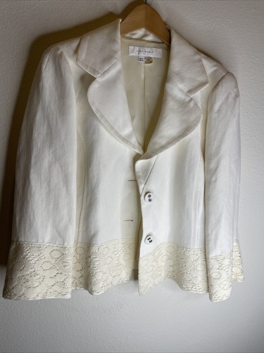 ZARA WOMAN Cream Blazer Size 12 Lace Trim Gorgeous! - Picture 8 of 10