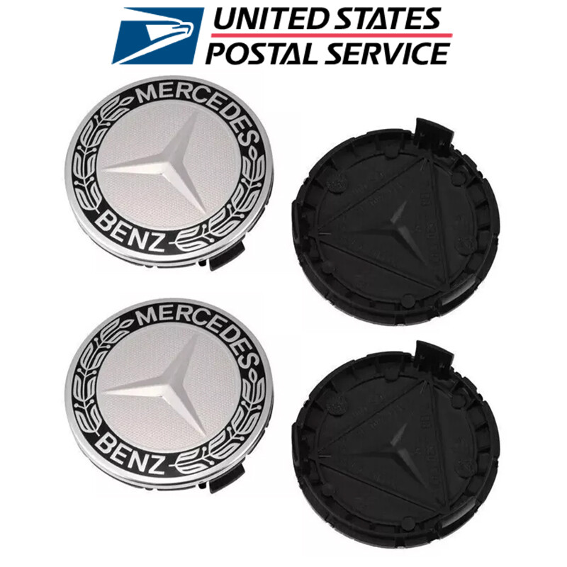 Mercedes Benz x4 Alloy Wheel Center Cover Chrome Black Star Hub Cap