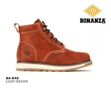 Mens Work Boot Brown Round Toe 6-Inch Dual Density BONANZA 642 Size 5-13 (D, M)