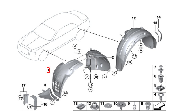 Rolls Royce Ghost Wraith Dawn Front Left Wheel Arch