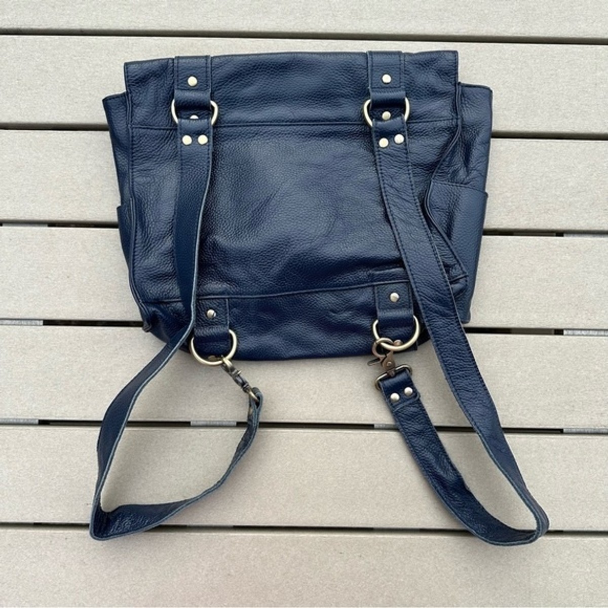 VereVerto Navy Repetto Leather Convertible Backpack  display picture 3