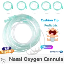 BOX OF 10  (TEN) 7FT Pediatric Cushion Tip Soft Nasal Oxygen Cannulas Green
