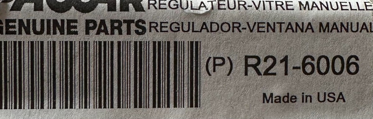 R21-6006 Genuine Paccar Manual Window Regulator LH/S OEM - New | eBay