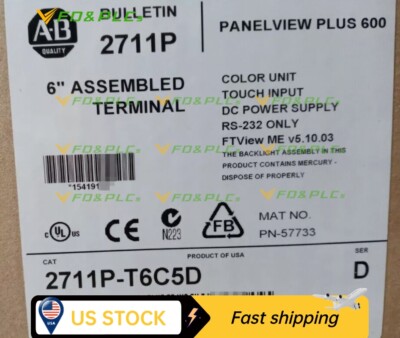 Allen-Bradley 2711P-T6C5D PanelView Plus 6 600 Color Touch RS-232 DC