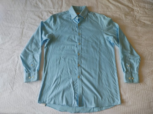 Michael Kors 15 32/32 Mens Non Iron Long Sleeve Button Down Dress Shirt Blue - 第 1/10 張圖片