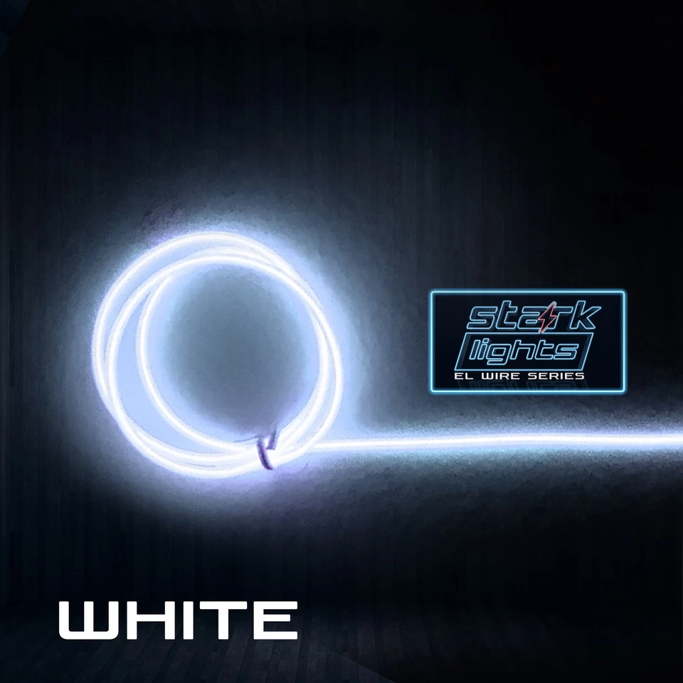 STARK Neon LED Light Glow EL Wire + Control String Strip Rope Tube 5.0mm Thick - WHITE