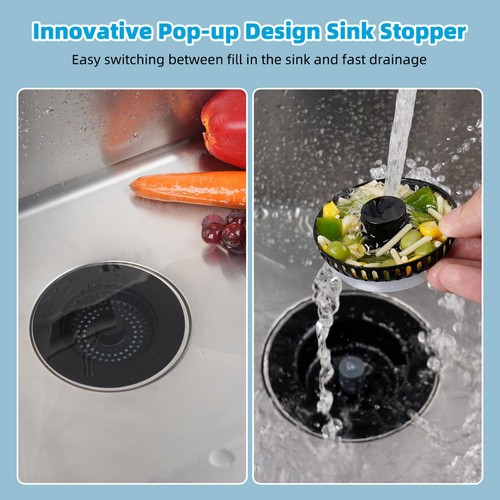 Stainless Steel 3 in 1 Kitchen Sink Drain Strainer trainer Stopper Drain Basket - Picture 55 of 61