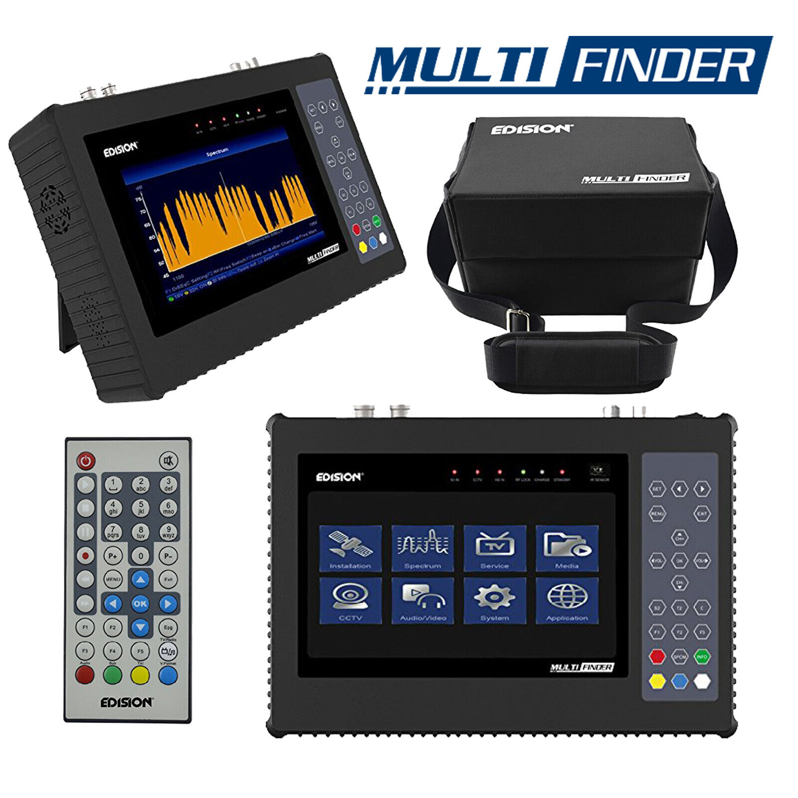 Edision Multi-Finder Messgerät für DVB-S/S2 DVB-T/T2 DVB-C H.265/HEVC 7"Display