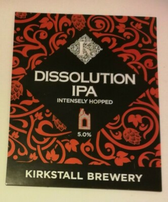 KIRKSTALL Brauerei DISSOLUTION IPA Real Ale Bier Abzeichen Pumpe Clip vorne Yorkshire