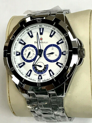 Bernoulli Ara BNL-9306-A  Multi-Function White Dial Quartz Men's Watch WARRANTY
