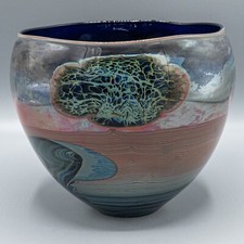 John Lewis Iridescent Moon Bowl Vase Art Glass 77-119 - 7