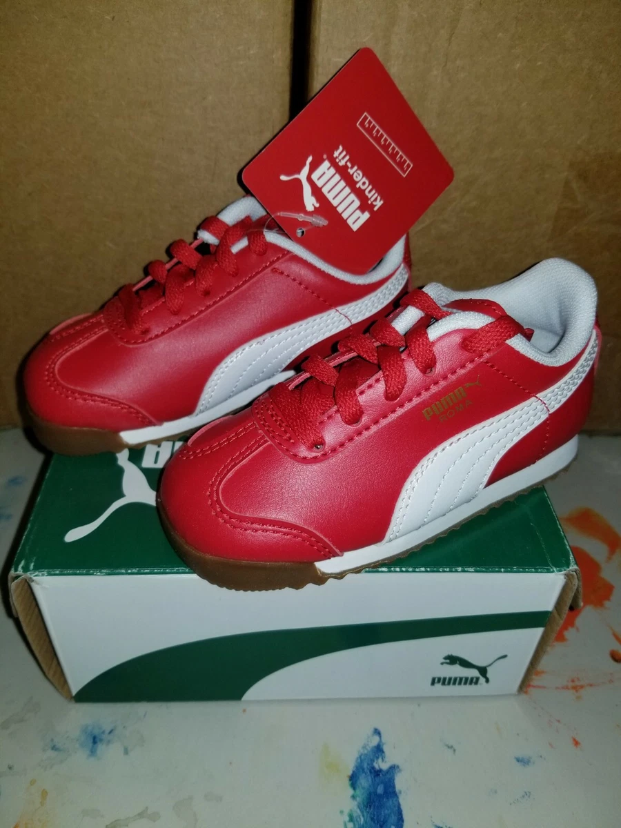 Puma Roma Basic Infant Red White Team Gold Preschool Size 7C eBay