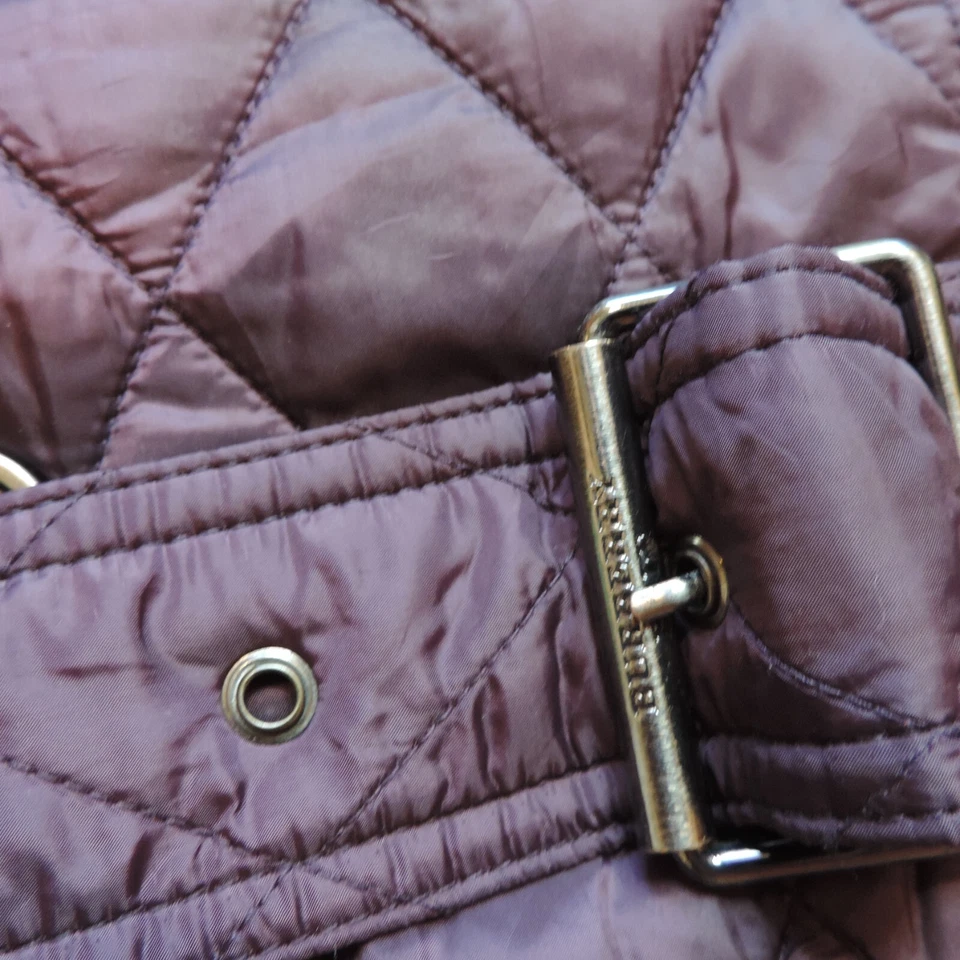Burberry Brit Puffer Jacket Magenta Quilted Belted Argyle Diamond Nova Check 2 - Image 4 of 4