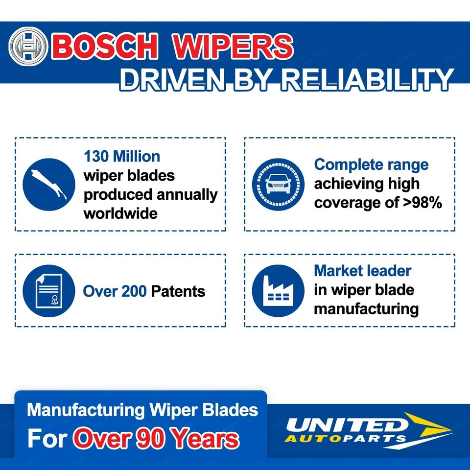 Bosch Front Pair Wiper Blades for Subaru Forester Impreza Levorg Outback XV - image 2 of 2