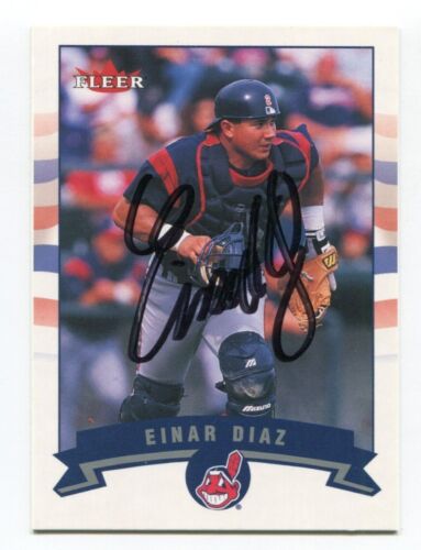 2002 Fleer Einar Diaz Signed Card Baseball Autographed AUTO #222 - Afbeelding 1 van 2
