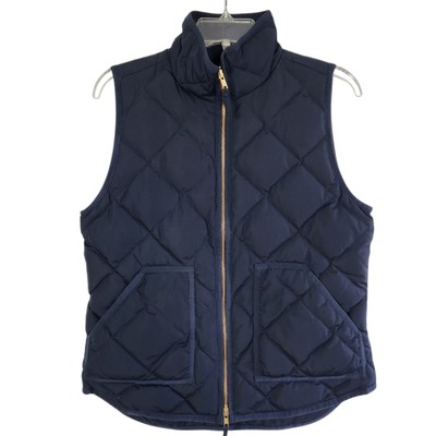 j crew Classic Women s Navy Blue Full Zip Puffer Quilted Down Vest Size S