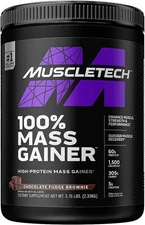 100% Mass Gainer for Men & Women Vanilla Milkshake, Chocolate Fudge Brownie 5.15