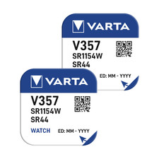 2 VARTA 357 SR44SW Battery Silver 1.55V Coin Button Cell Watch Exp 2026