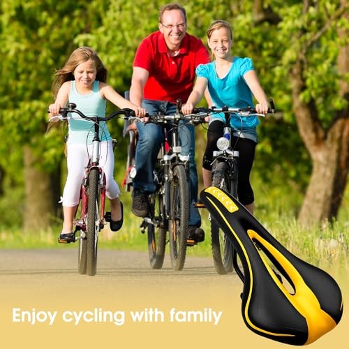 Gel Bike Seat - Comfortable Bicycle Saddle with Soft Cushion Padded for Yellow - Picture 6 of 6