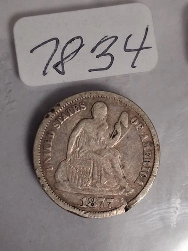 1877 P SEATED LIBERTY DIME - PLEASE TAKE NOTE OF THE RIM ISSUES !!!