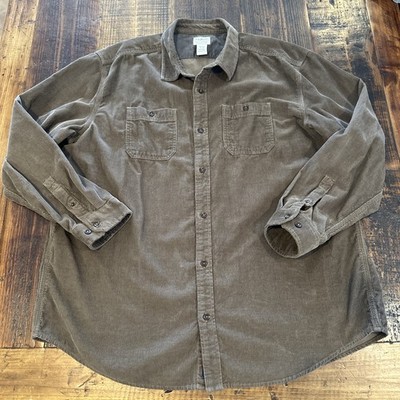 LL BEAN BROWN CORDUROY SHIRT BUTTON DOWN XXL REG 2XL 
