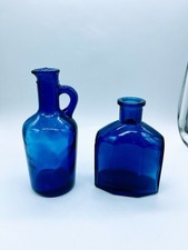 Set of 2 Cobalt Glass Bottles