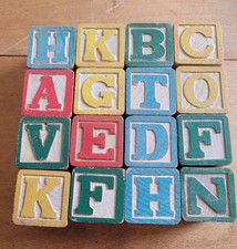 Vintage Set Of 16 Wooden Children's Alphabet Blocks. So Sweet 