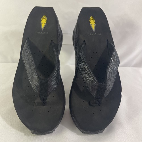 Volatile Women Black Platform Thong Sandals Size 8