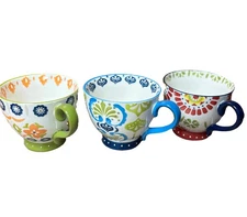 DeeCoo Ceramic Coffee Mugs 15 oz Unique & Hand-Painted Patterns - Set of 3