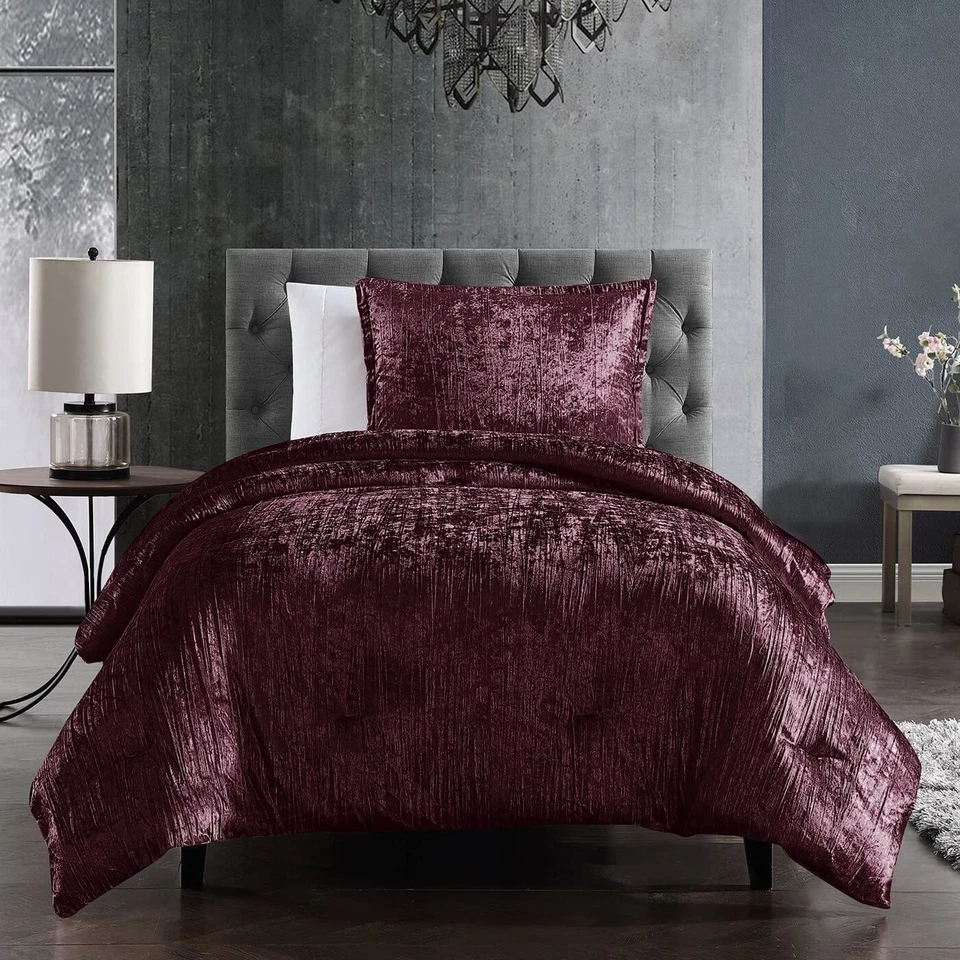 Riverbrook Home Turin Plush Comforter Set, Twin, Plum, 2-Piece Set - Image 3 of 4
